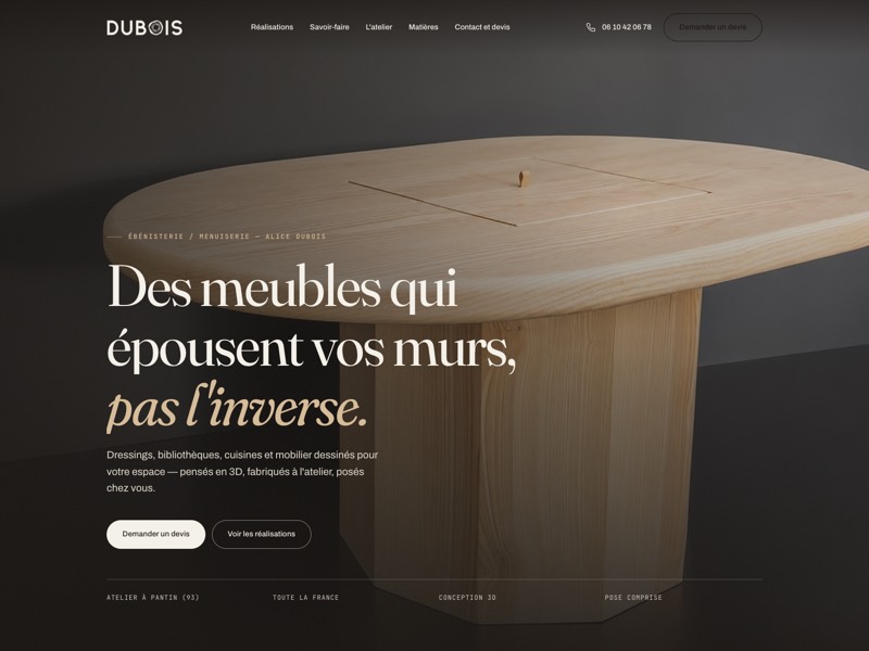 Page d'accueil du site Alice Dubois