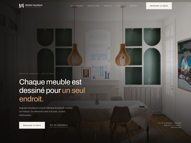 Page d'accueil du site Mobilier Haudiquet